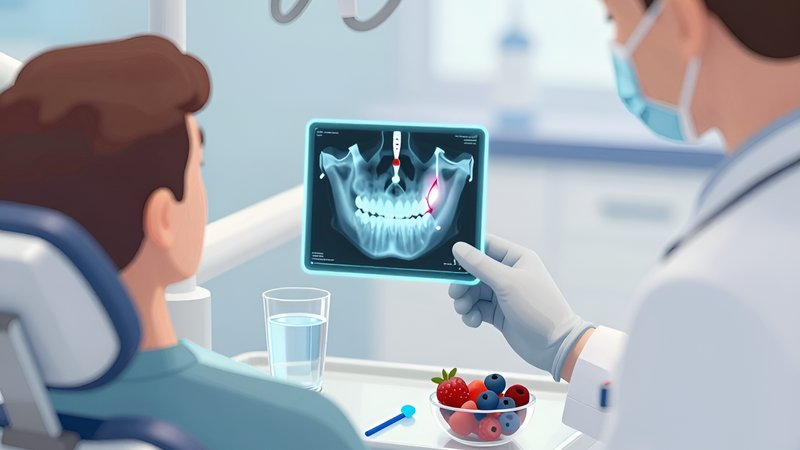 Стоматолог показывает пациенту 3D-скан челюсти, помогая правильно подготовиться к имплантации зубов по гайду 2026 года